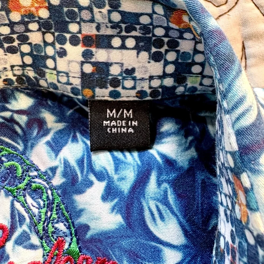 Robert Graham Banbury Flip Cuff 100% Cotton Floral Button Up Shirt Sz M🧡